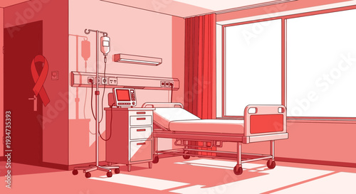 Hospital Room Depicting Solidarity and Medical Care with Aids Awareness Theme