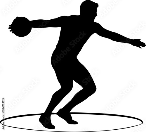 Discus Throw Full Rotation Wind Up Silhouette Vector