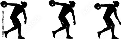 Discus Throw Technique Progression Silhouette Vector