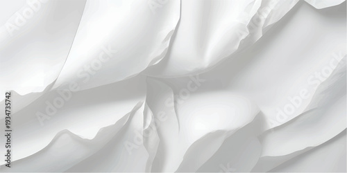 A flowing white silk fabric background with smooth satin waves and soft cream curves creates a luxury textile backdrop for wedding decoration and elegant wallpaper design