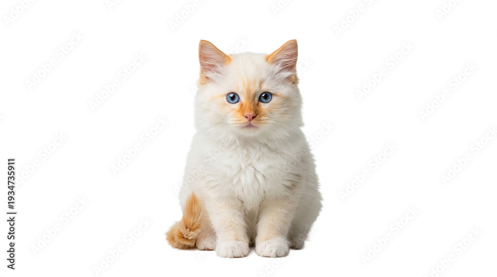 Fototapeta premium Beautiful White Persian Cat Sitting Gracefully, Soft Lighting