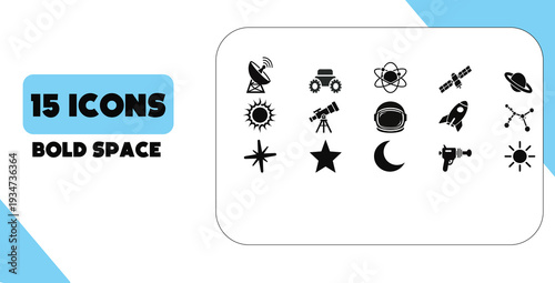 Space and Astronomy Vector Icon Set, Modern Bold Line Style, Minimalist Galaxy Symbols.