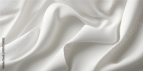 Elegant white silk and satin fabric background featuring smooth rippled waves of luxury textile material with a shiny soft texture and sensual drapery for a decorative fashion backdrop