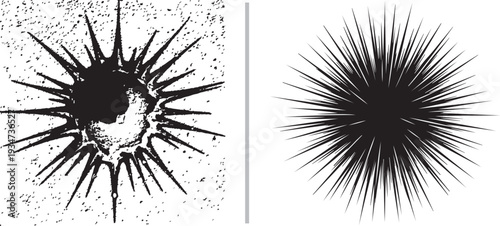 Minimalist vector art featuring a pair of tactical knee pads on the left and a purple silhouette of an M4-style assault rifle on the right, separated by a vertical line.