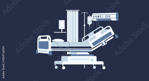 Hospital Room Depiction Illustrating Medical Care, Recovery, and Modern Healthcare, for Stock