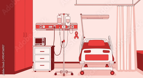 Hospital Room Depiction Illustrating Medical Care, Symbolism, And Health Environment