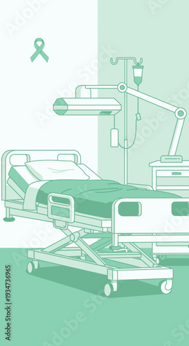 Hospital Room Depiction Illustrating Medical Care, Treatment, and Healthcare Environment