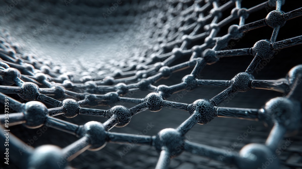 Fototapeta premium Nanotechnology molecular grid structure abstract background