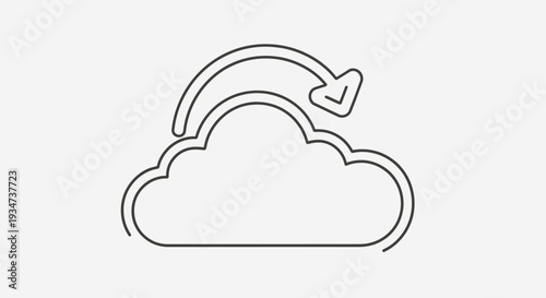 Minimalist cloud computing line icon for data synchronization and storage