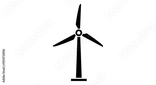 Wind turbine silhouette renewable energy icon.