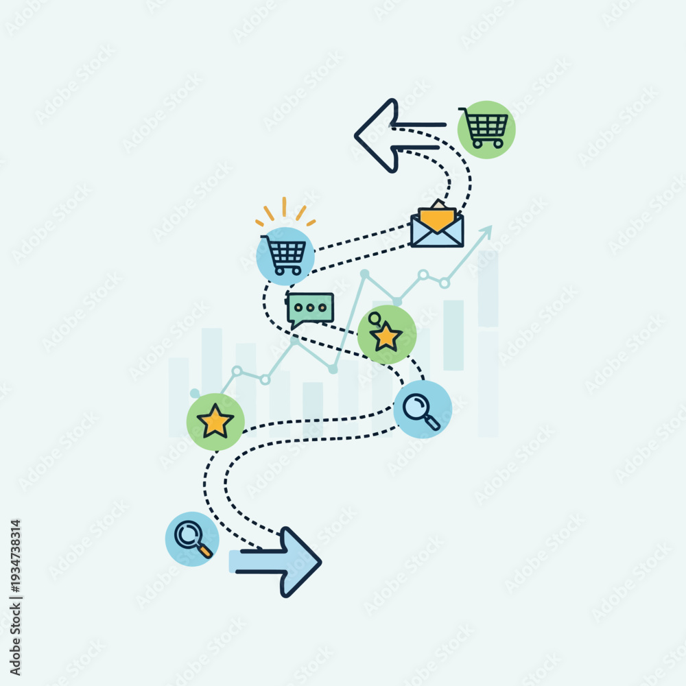 Fototapeta premium Ecommerce shopping online concept icons.