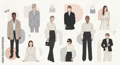 Diverse group of business people standing.