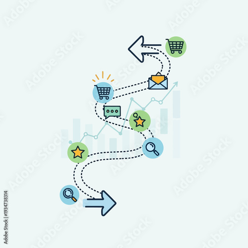 Ecommerce shopping online concept icons.