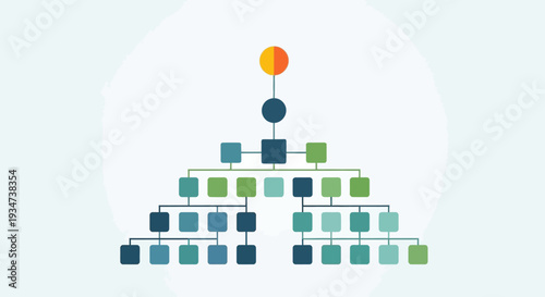 Flowchart diagram with colorful blocks.