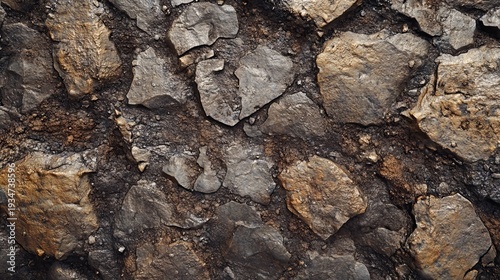 Natural stone texture with irregular rocks and earthy tones