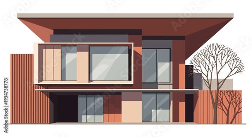 Modern house with large windows exterior.