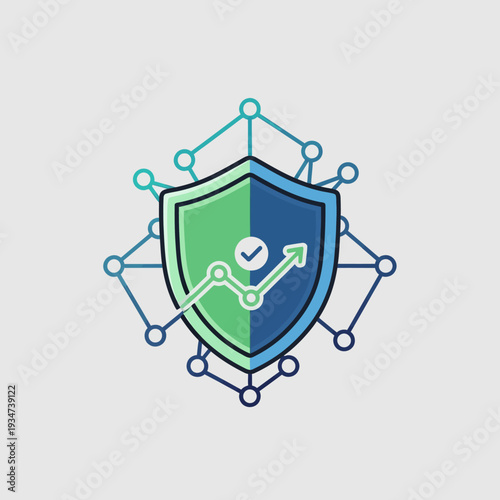 Shield with check mark and graph.