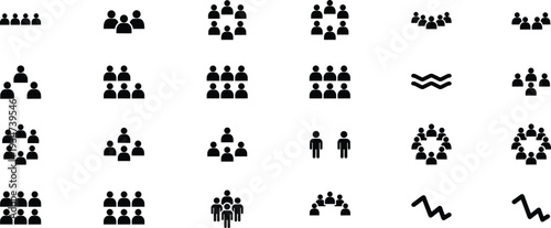 People group and crowd icon set, team community population silhouette vector collection