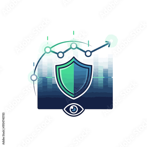 Shield with eye and graph line.