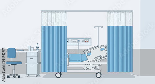 Hospital Room Depiction Illustrating Patient Care and Medical Environment