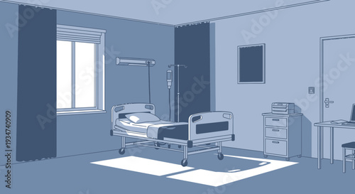 Hospital Room Depiction Illustrating Patient Care And The Realm Of Medical Treatment