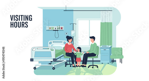 Hospital Room Family Scene Depicting Patient Visitation During Visiting Hours
