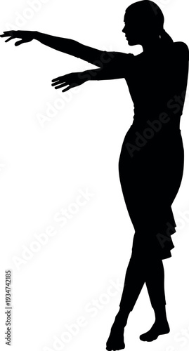 Silhouette of a graceful female dancer in an expressive pose