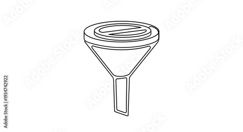 Minimalist black outline of a prohibited filter funnel icon on a white background.