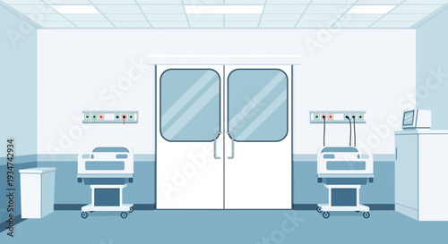 Hospital Room Interior Illustration With Medical Equipment And Modern Design Elements