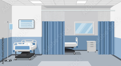 Hospital Room Interior Illustration With Medical Equipment And Modern Design