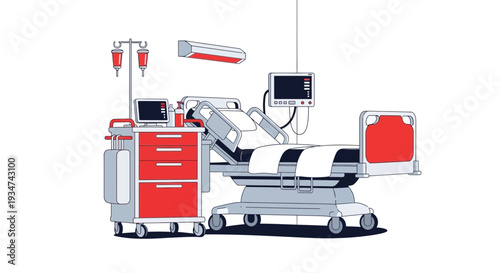 Hospital Room Interior Illustration With Medical Equipment Ready For Patients Healthcare