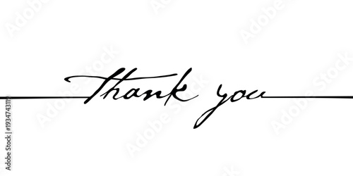 VECTOR Thank you hand drawn inscription with lines. Calligraphic inscription, vector illustration III