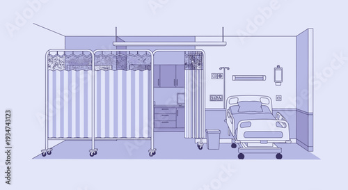 Hospital Room Interior Illustration With Medical Equipment, Health, And Care, Vector Art