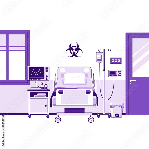 Hospital Room Interior Illustration With Medical Bed And Equipment For Healthcare Purposes
