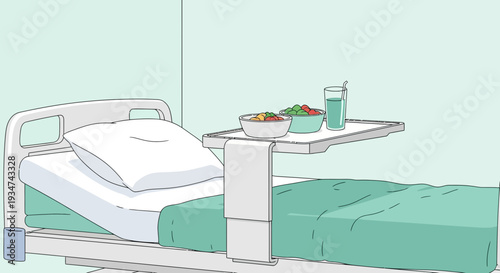 Hospital Room Scene: A Simple Yet Therapeutic Composition with Fresh Fruit and Water