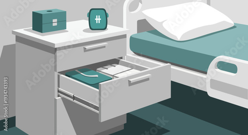 Hospital Room Scene Depicting Modern Medical Care and Healthcare Support Facilities