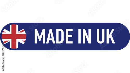 British Product Label Illustration Featuring Union Jack and Text