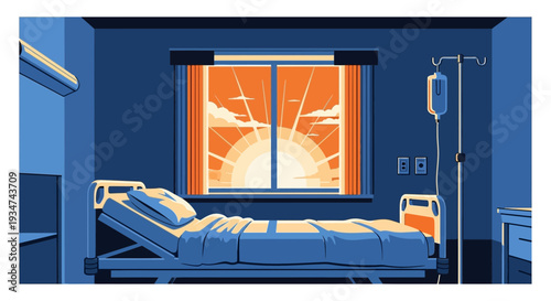 Hospital Room Sunlight Shining Through The Window During Sunrise For Recovery
