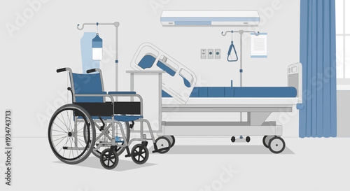 Hospital Room Visualization Depicting Modern Medical Equipment and Healthcare Environment