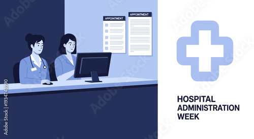 Hospital Staff Collaborating On Tasks Related To Patient Scheduling And Health Administration