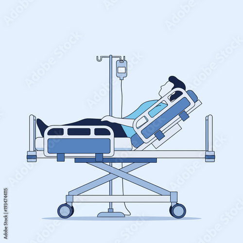 Hospitalized Patient Receiving Intravenous Fluids in a Modern Medical Treatment Setting