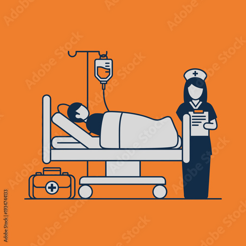 Hospitalized Patient Receiving Intravenous Fluids Under Medical Care With Attending Nurse Oversight