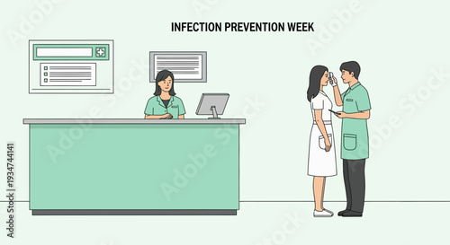 Hospital Staff Members Checking Temperature to Prevent Infection and Ensure Patient Safety