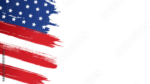 American flag brush strokes on canvas, symbolizing freedom, patriotism, and national pride in a creative artwork