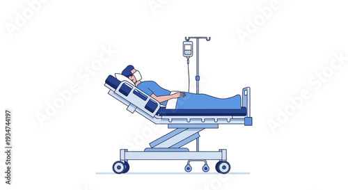 Hospitalized Patient With Intravenous Drip In A Modern Clinical Treatment Room Setting