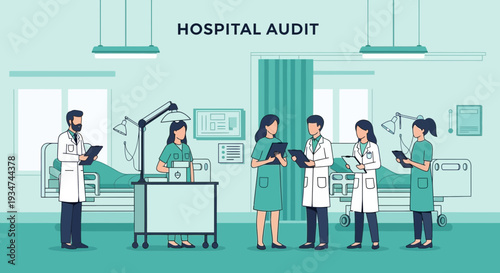 Hospital Team Conducting Medical Audit in a Clinical Environment