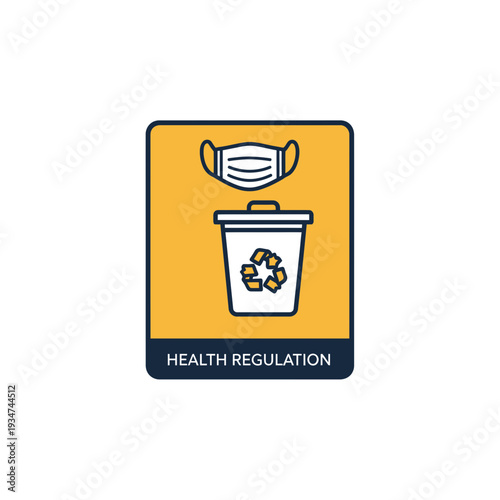 Icon Depicting Waste Disposal of Protective Face Masks in a Health Regulation Context