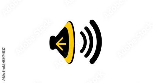 Iconic Audio Speaker Symbol with Directional Arrow Signifying Sound Output, Isolated
