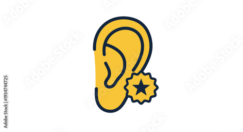 Iconic Ear Illustrating Excellence With A Star Symbolizing Top Listening Skills