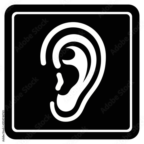 Iconic Ear Representation in Monochrome Style for Communication and Auditory Concepts